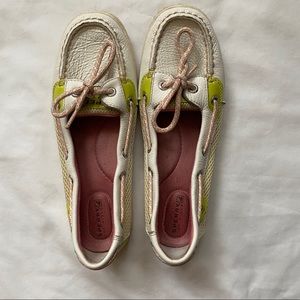 Sperry Women's White and Green Boat Shoes